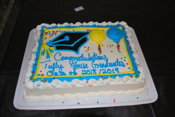 At the ceremony, participants and attendees welcomed speakers from the DOC, shared stories about their own challenges, and were treated to a festive graduation cake!